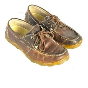 Dr Martens AW004 Rick Unisex Brown Leather Lace Up Derby Boat Shoes M 10 / W 11
